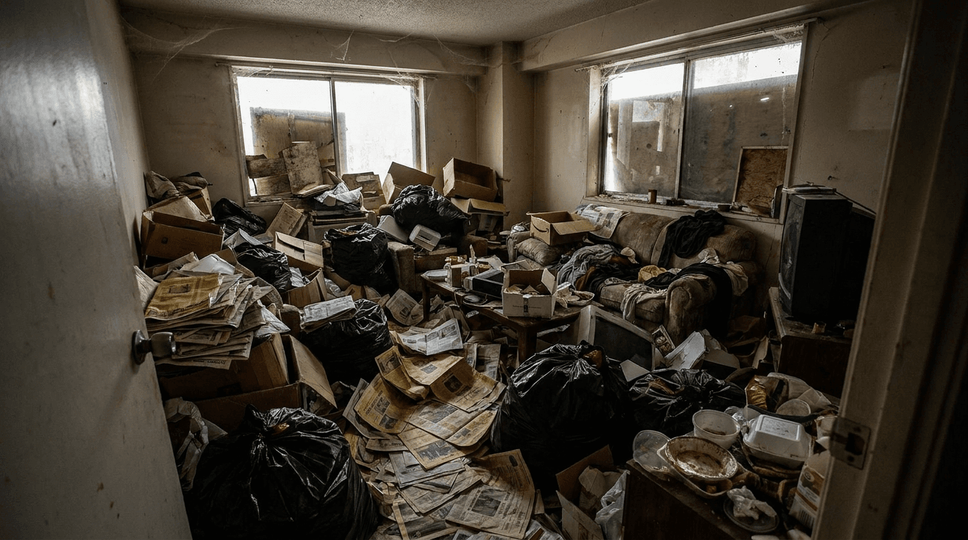 Appartement insalubre avant nettoyage — Syndrome de Diogène